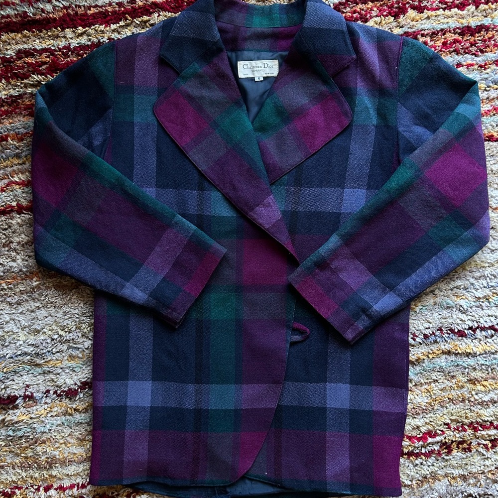 Vintage Christian Dior Wool Plaid Separates Blazer